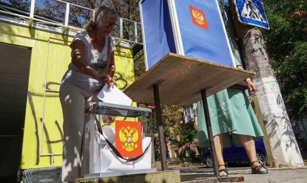 Moskau veranstaltet Scheinwahlen in illegal besetzten Gebieten der Ukraine Moskau veranstaltet Scheinwahlen in illegal besetzten Gebieten der Ukraine