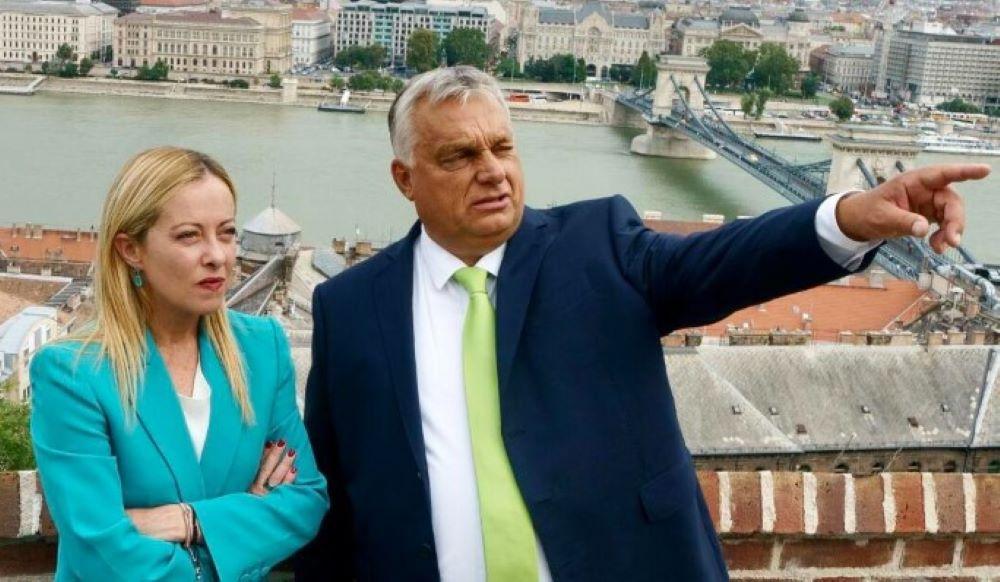 Italiens Ministerpräsidentin Georgia Meloni und Ungarns Ministerpräsident Victor Orban