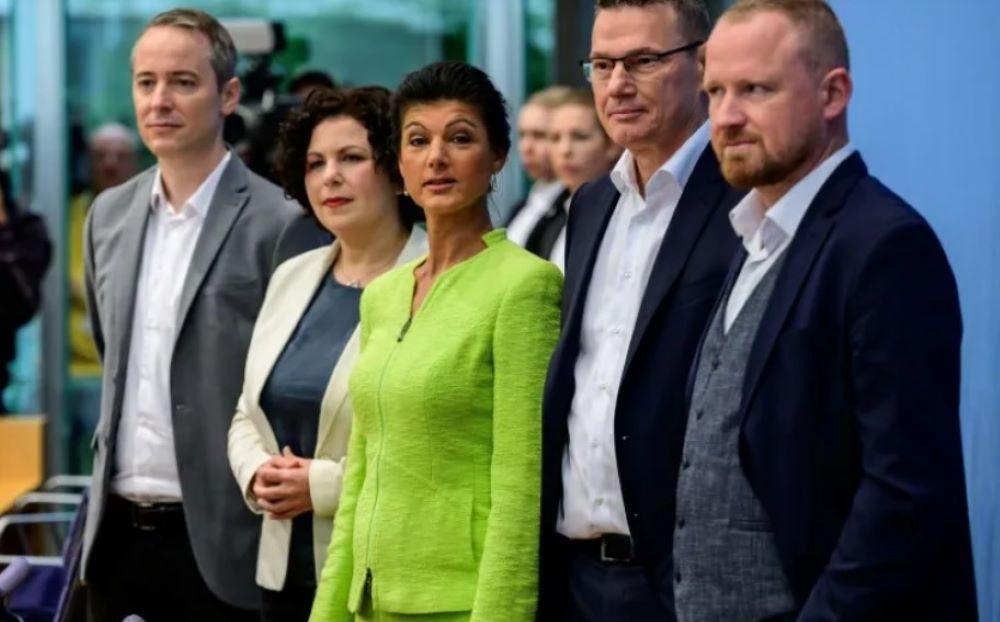 Sahra Wagenknecht während der Pressekonferenz zur Gründung des Vereins "Bündnis Sahra Wagenknecht"